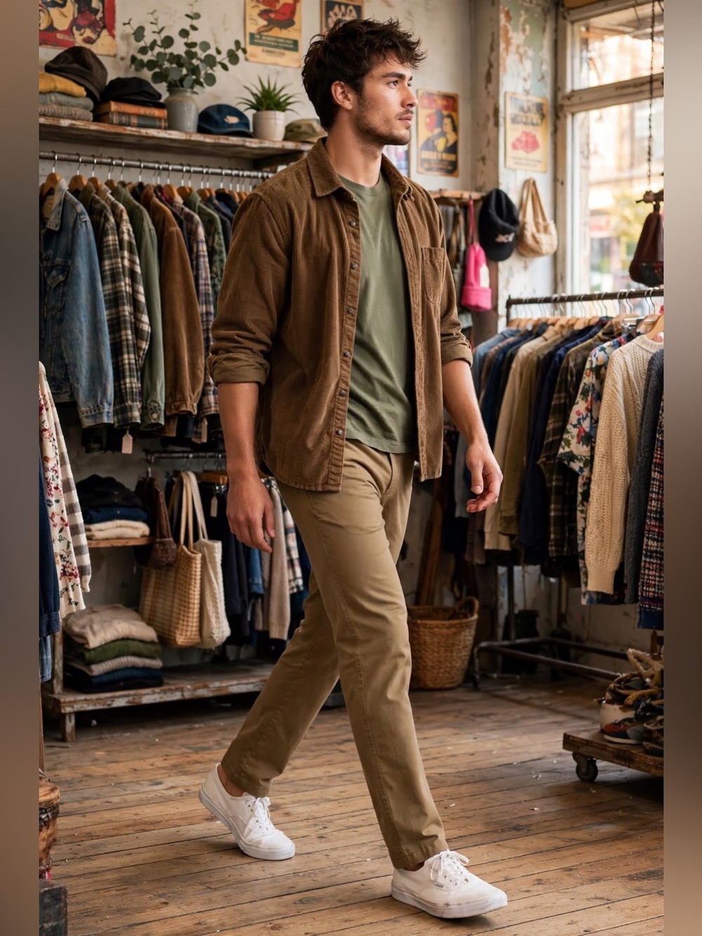 Old Navy Straight Khaki Pants in Camel Brown